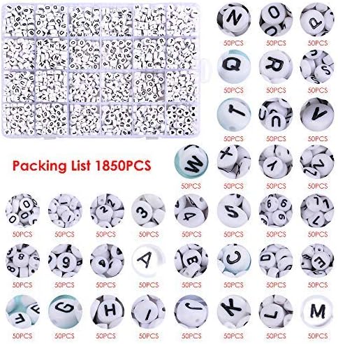 DoreenBow 1850PCS Acrylic Letter Beads A-Z Letter and Number Beads Round Alphabet Letter Beads for Valentines Day DIY Jewelry Making Valentines Bracelets Necklaces and Key Chains 7x4mm - Image 3