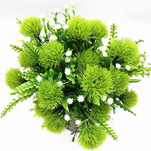 Cattree Artificial Dandelion Plants, Plastic Flowers Shrubs Bushes Fake Grass Wedding Indoor Outdoor Home Garden Verandah Centerpieces Arrangements Party Decoration Planting Filler - Green 4 Pack #TOP5