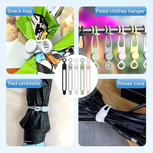 Miniatura 4 de Organizador de cables, bridas de silicona actualizadas 2026, organizador de auriculares, organizador de cables reutilizable, organizador de cables