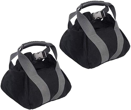 2 bolsas de arena ajustables de lona con asa para entrenamiento en casa, yoga, fitness (negro)