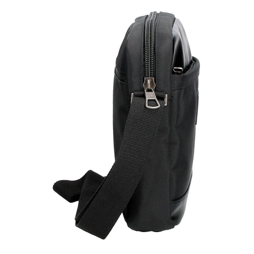 Pepe Jeans Sander Shoulder Bag, Black/White, Bandolera Porta Tablet, tablet shoulder bag