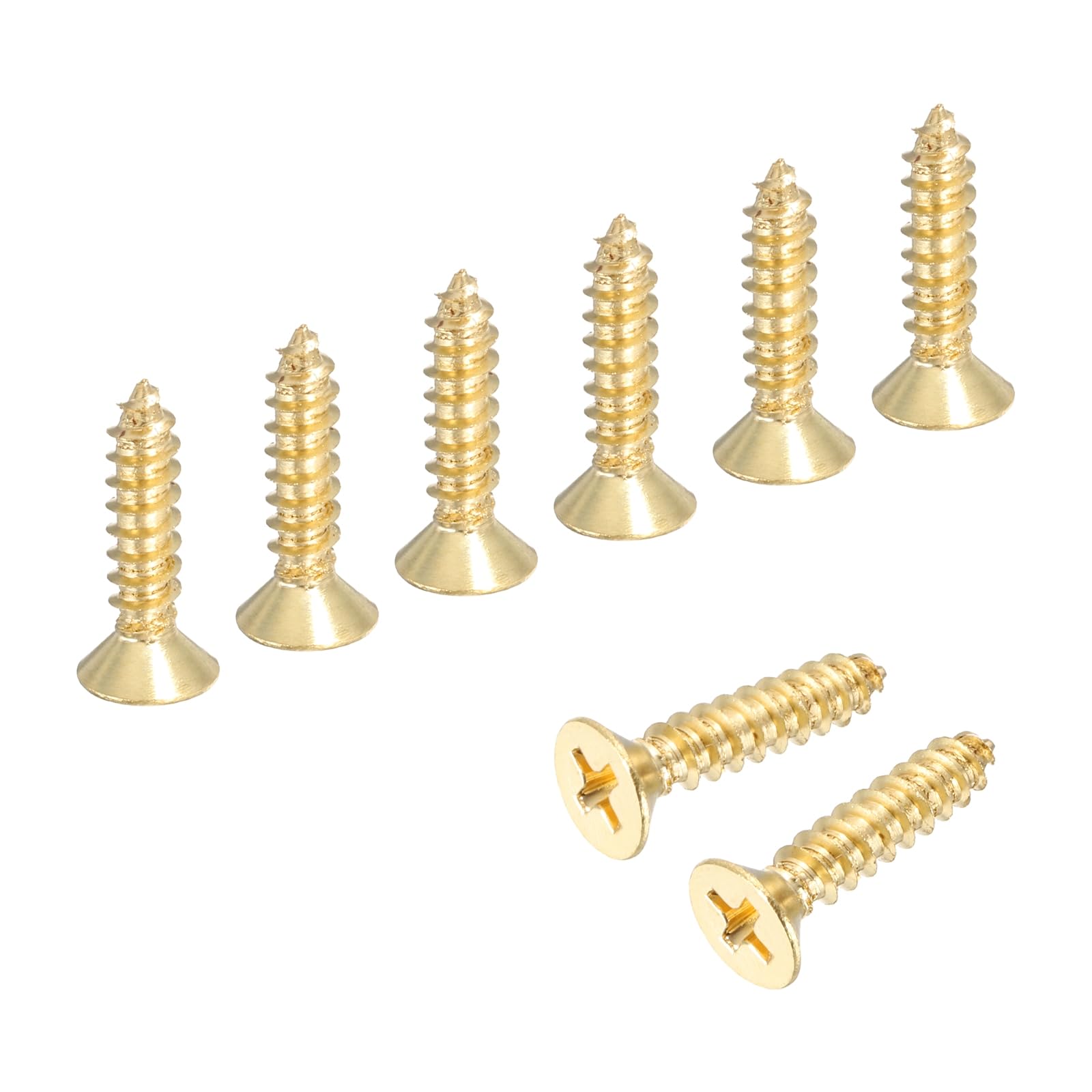 sourcing map Brass Phillips Wood Screws M5x20mm,Gold Tone,8Pcs