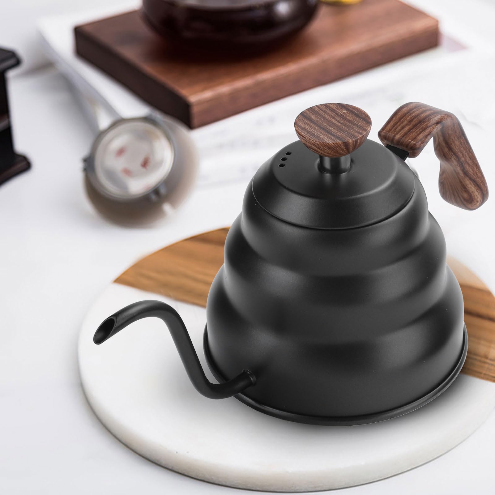 Bollitore da caffè in acciaio inox con beccuccio a collo di cigno (1L)