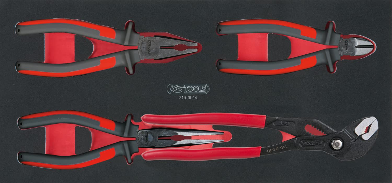 KS Tools 714.0202 - Composition d'outils 6 tiroirs pour servante - Empreinte des outils découpée au laser - Résistant aux huiles et produits chimiques - Mousse imputrescible - 202 pièces