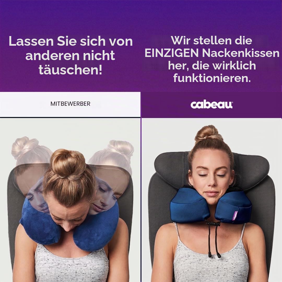 Cabeau Evolution S3 Travel Pillow - Gurte für Flugzeugsitz - Ensures Your Head Won't Fall Forward - Relax with Plush Memory Foam - Quick-Dry Fabric Keeps You Cool and Dry (Indigo)..
