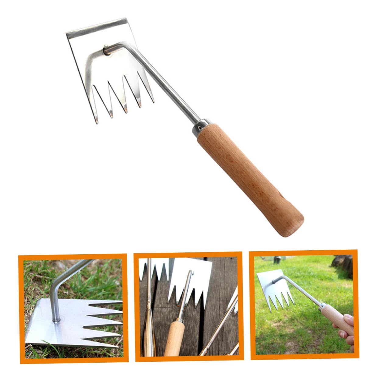 Yardwe 4 Stück Gartengeräte zum Unkrautjäten gartenwerkzeuge multi tools unkrautvernichter unkrautschreck Rechen Jäter Gras wieder Multifunktion garten unkraut entfernen Rostfreier Stahl