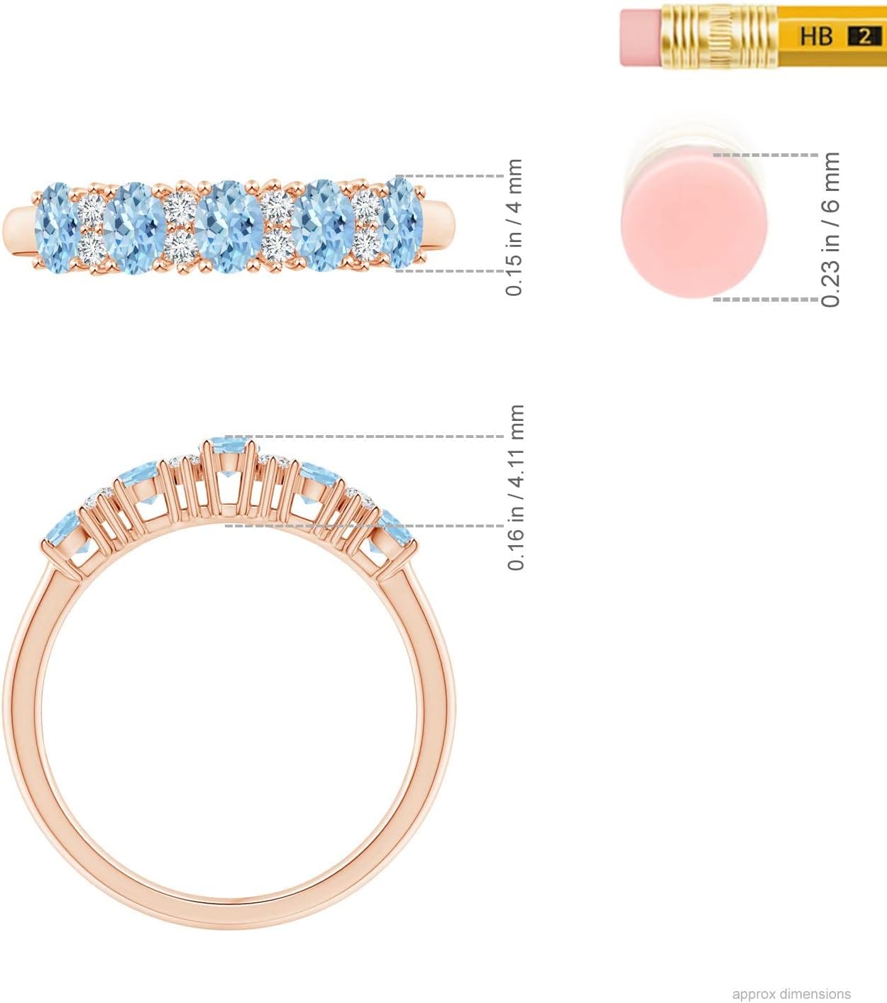 Angara Natural Aquamarine Wedding Ring for Women | Five Stone Aquamarine and Diamond Wedding Ring in 14K Solid Gold/Platinum | March Birthday, Anniversary, Gemstone Jewellery Gift - Image 6