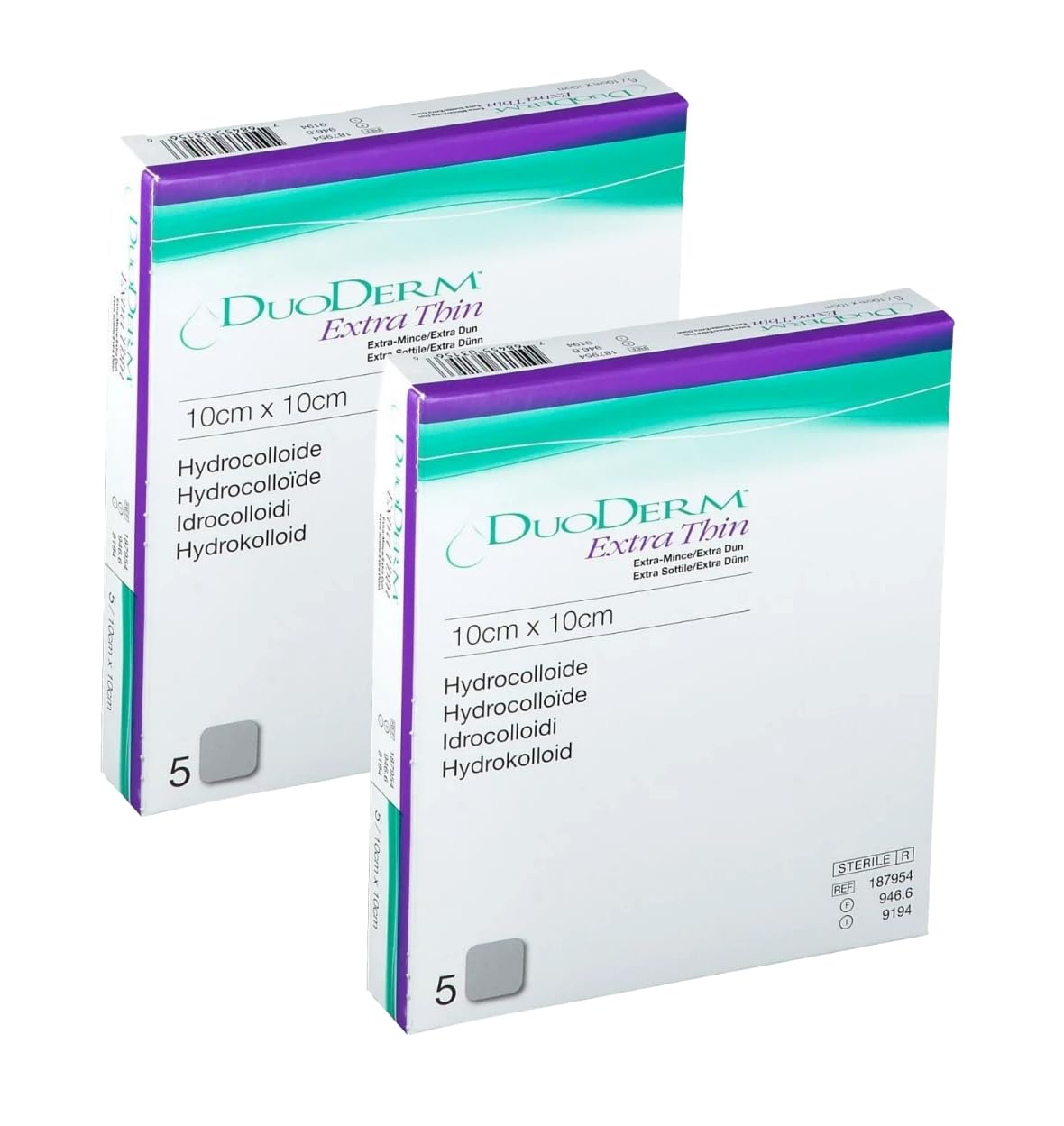 Pansement hydrocolloïdal extra fin, 10 x 10 cm, 5 pièces, 2 paquets (total 10 unités)
