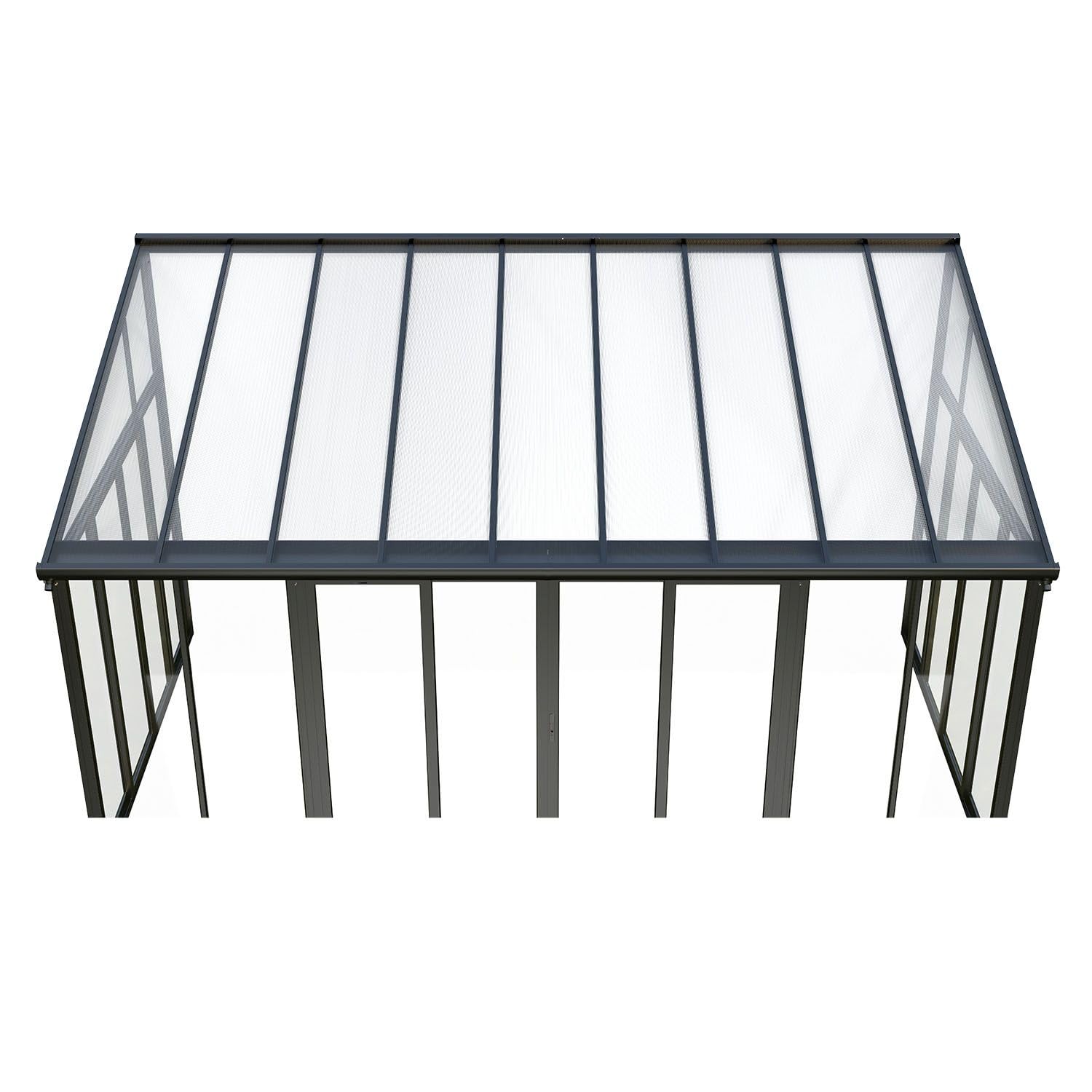 Juskys Jardin d'hiver de 15 m² - parois cristallines, Portes coulissantes Doubles et Protection UV - abri étanche et résistant à l'hiver en Aluminium - Gris
