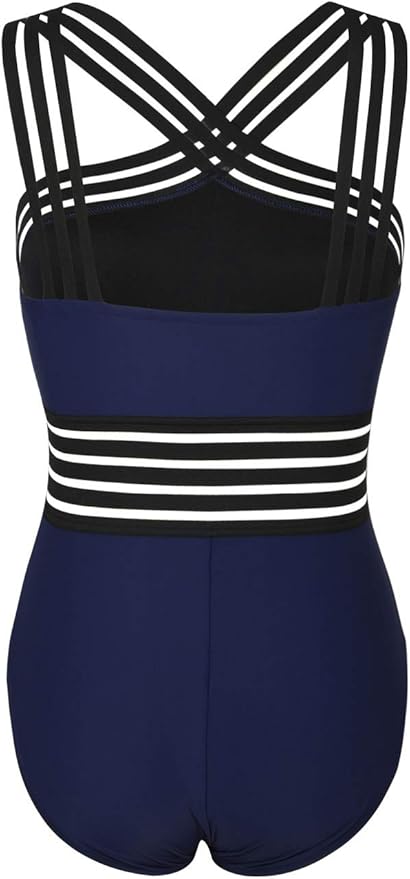 Hilor Women's One Piece Front Crossover Swimsuits 