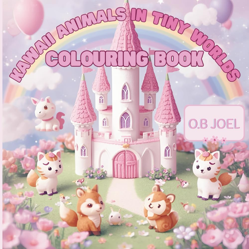 Kawaii Animals in Tiny Worlds Colouring Book (The Ultimate Kawaii Colouring Collection - Bold & Relaxing Designs for All Ages)