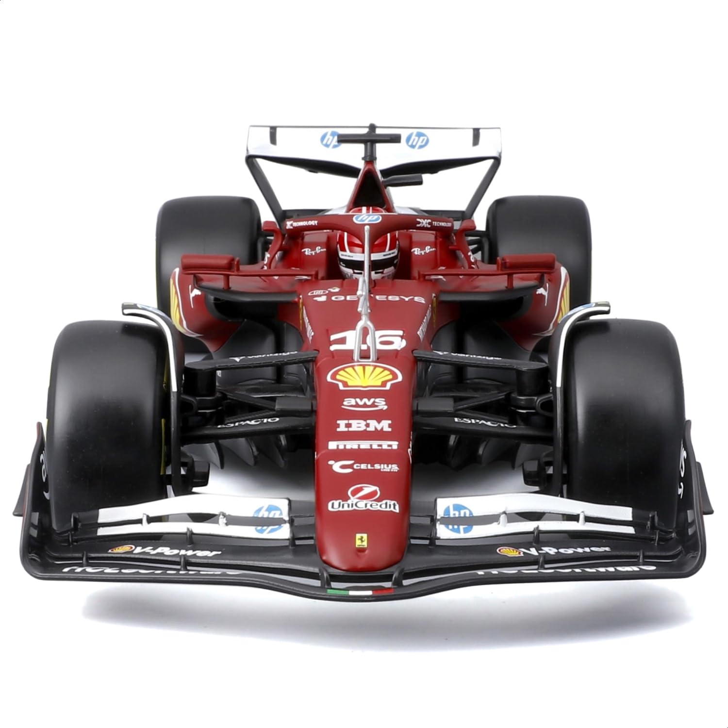 Bburago – Ferrari SF-25 F1 2025#16 Leclerc, Diecast Modellino Auto 1:18, replica autentica della Ferrari Formula 1 Bolid, licenza ufficiale, età consigliata 14+ anni