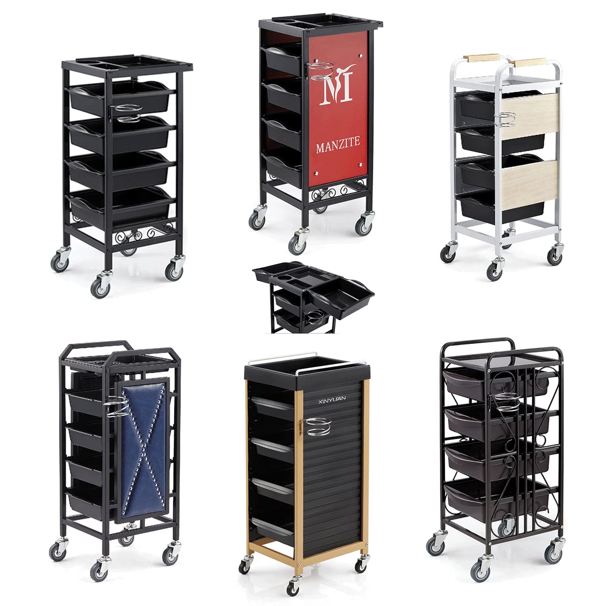 VEVOR Salon Rollwagen Mit 6 Schubladen - Mobiler Beauty Wagen Für Friseur & Tattoo Studio