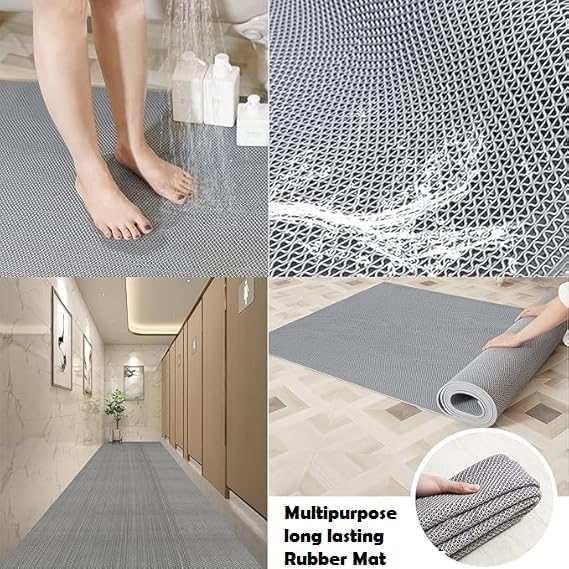 Image of VNQ Home Anti Skid & Multipurpose Rubber Bathroom Mat /Shower Mat /Carpet /Rugs /Rainmat /Swimming Pool Mat Grey 2x3 ft