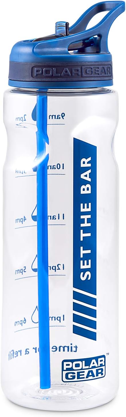 Polar GearWater Tracker Bottle – Measure Hydration & Set Drinking Goals At Home Or On The Go – Leakproof, BPA Free & Dishwasher Safe – With Straw – For the Gym/Car & Outdoors – Navy Blue, 750ml