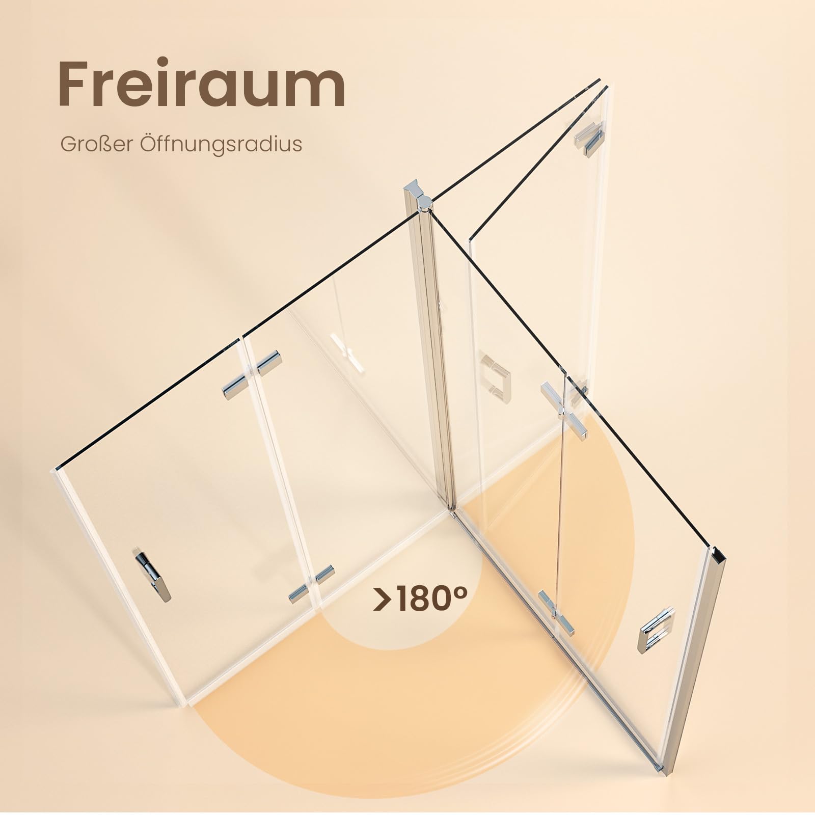 EMKE Duschtür Falttür 80x195 cm Duschabtrennung zum Falten 6 mm ESG-Sicherheitsglas Faltbare Duschwand für Nische Bad