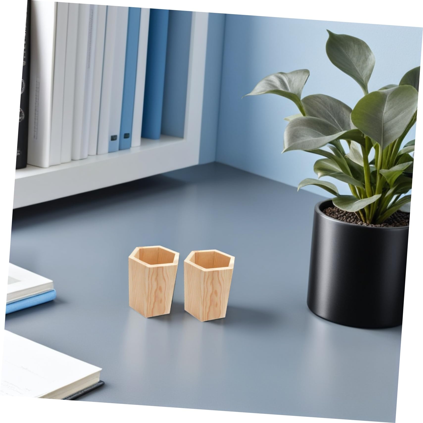 NUOBESTY 8 pièces Porte Stylos Bois de Pin Pot Hexagonal Multifonction pour Bureau Organiseur pour Pinceaux Maquillage Plantes Succulentes et Accessoires de Travail