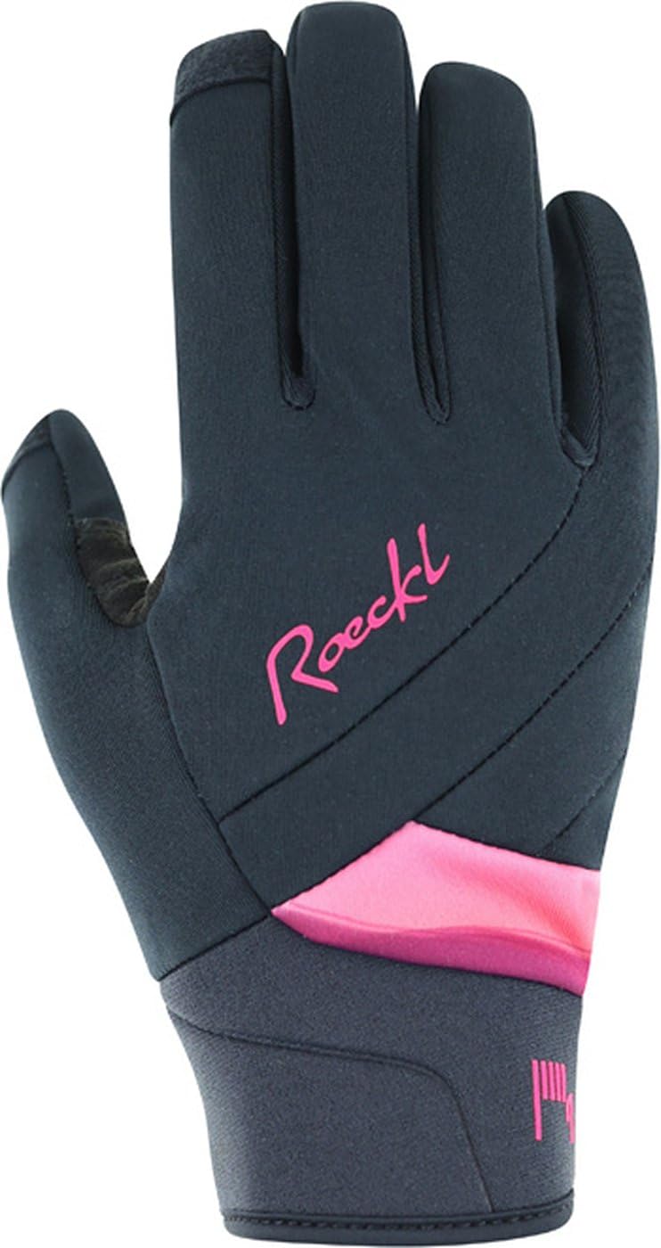 Roeckl Waldau 2 Guantes largos de ciclismo para mujer, color negro/rosa 2026
