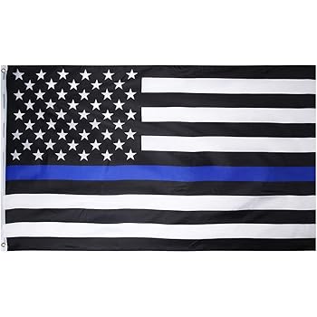 Amazon Com Thin Blue Line American Flag 3 By 5 Foot Flag Honoring Our Men And Women Of Law Enforcement Black White And Blue With Brass Grommets Garden Outdoor