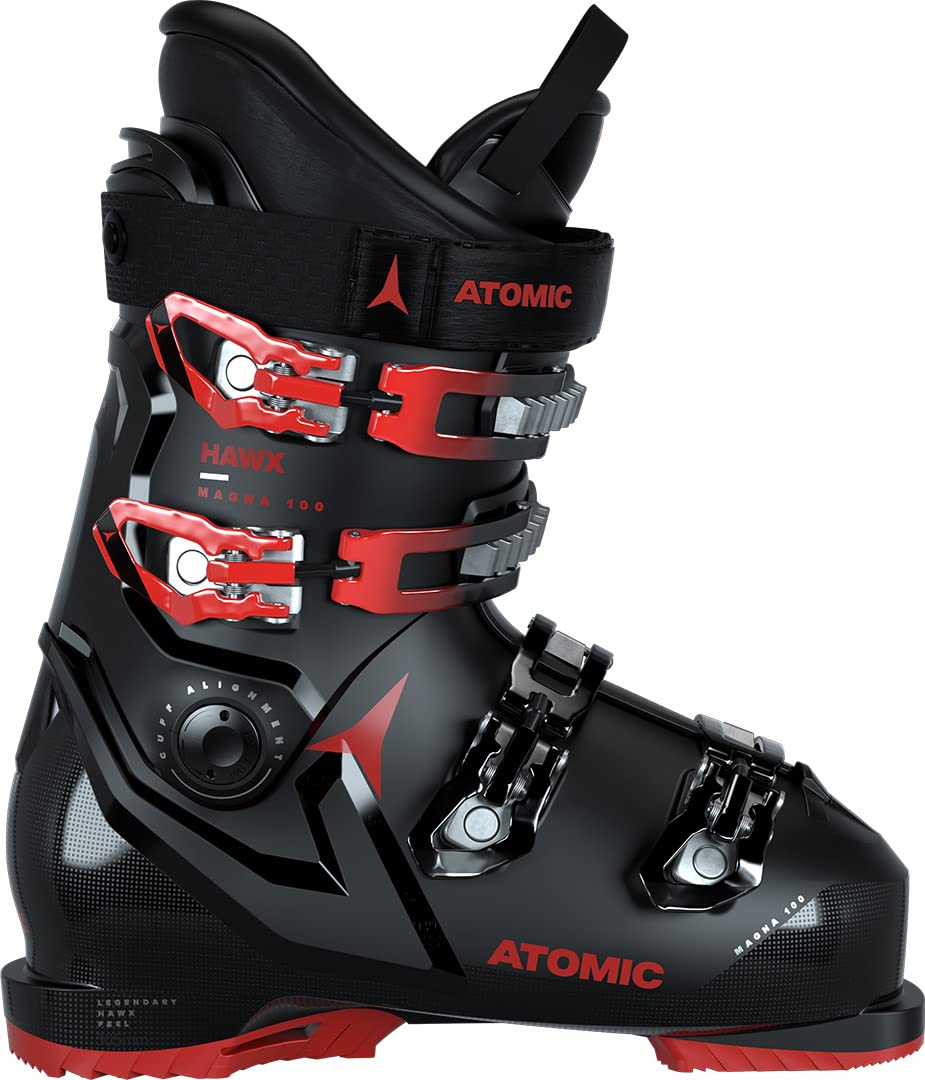 ATOMICHawx Magna 100 Ski Boots - Size 25/25.5 - Alpine Ski Boots for Adults in Black/Red - 102 mm Wide Fit - Sturdy Prolite Construction - Memory Fit for Precise Fit