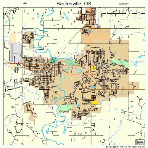 Large Street &amp; Road Map of Bartlesville, Oklahoma OK - Printed poster size wall atlas of your ...