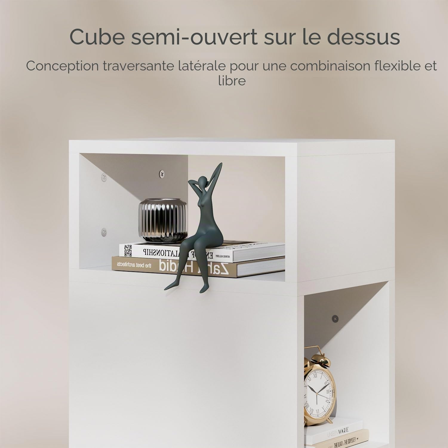 IBUYKE Lot de 2 Tables de Chevet Étroite, Table de Nuit avec 2 Compartiments Ouverts et 1 Tiroir, 20x29x55CM, Table d'appoint pour Les Petits espaces, pour Salon, Chambre, Blanc WNS006W-2