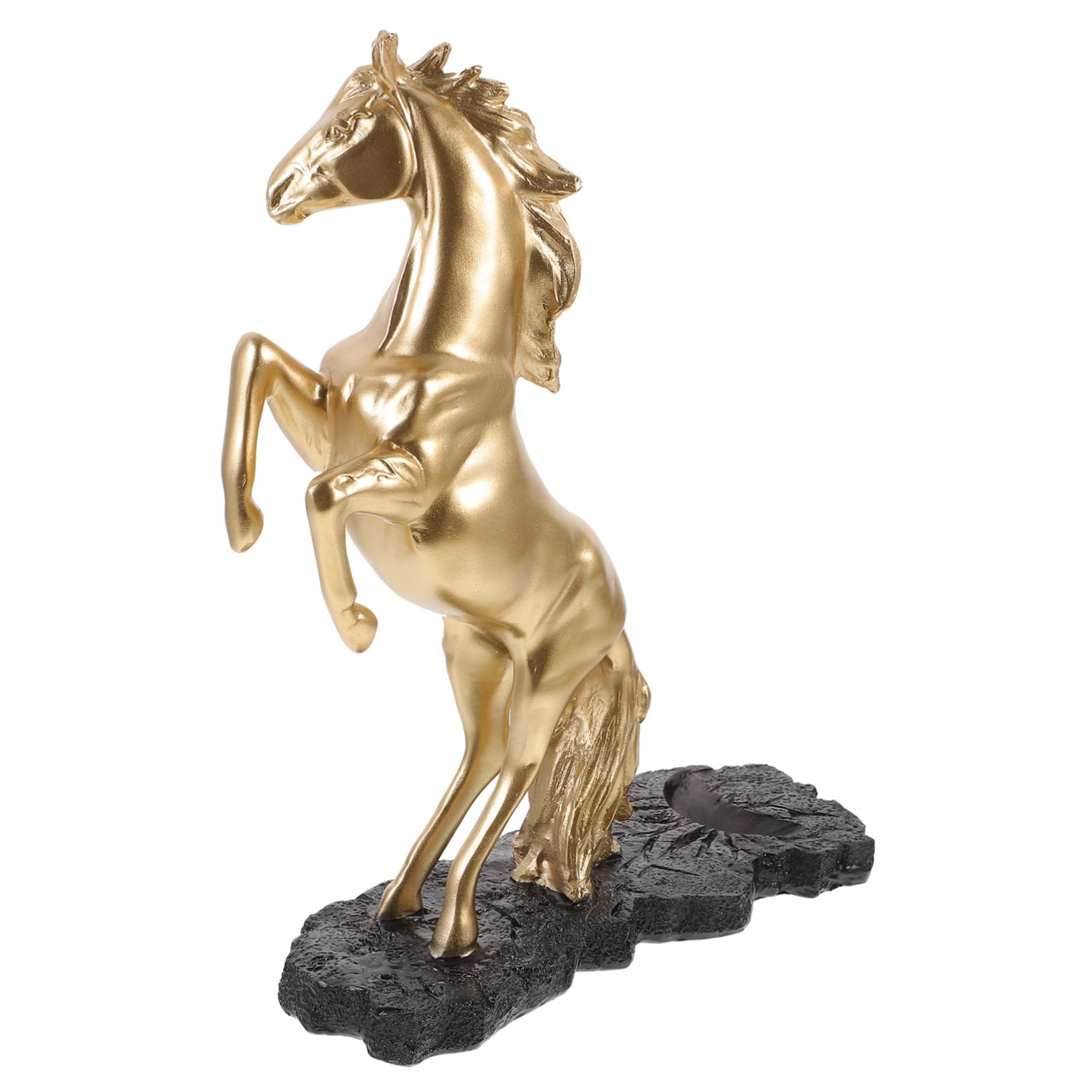 Cheval en résine dorée : décoration de table élégante pour porche et salon