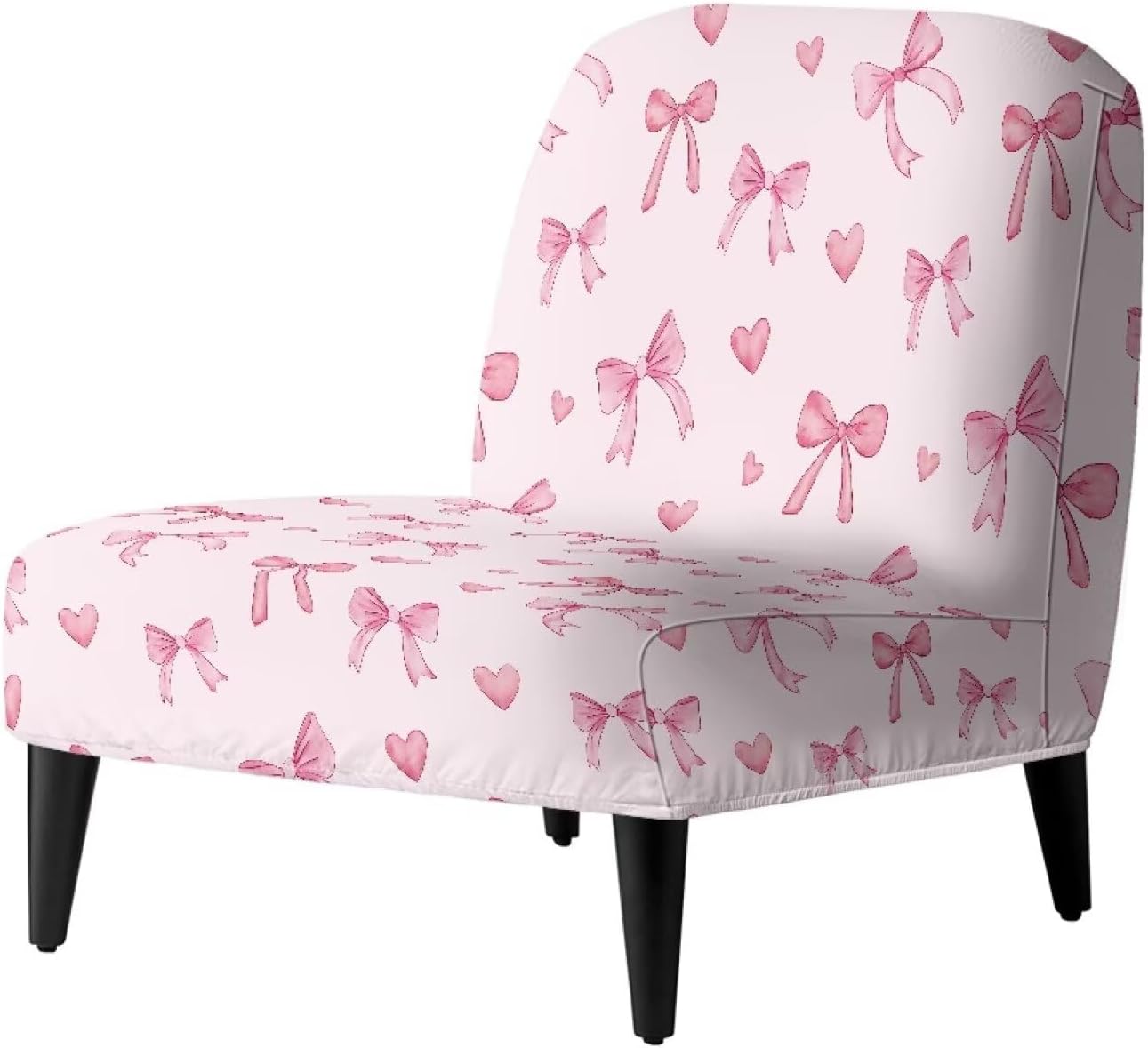 Armless Sofa Chair Cover Slipcover Modern Single Sectional Stretchable Chair Furniture Protector Covers for Living Dining Room Hotel,Pink Bow Heart