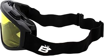 Birdz Eyewear Vulture Padded Motorcycle Goggles Fit Over Most Eyeglasses Black Frame with Yellow Lens