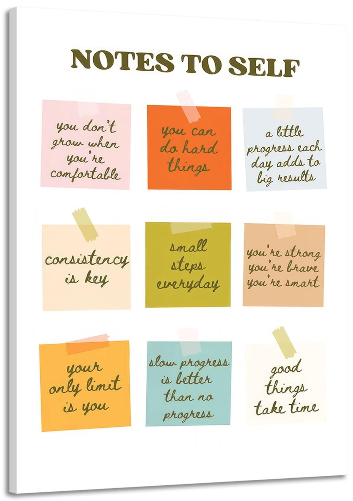 MDBJTCYZN Motivational Notes To Self Bundle Affirmation Wall-Art Canvas Prints for Office Decor Dorm Room Mental Wellness(Unframed,08x12inch(20x30cm))