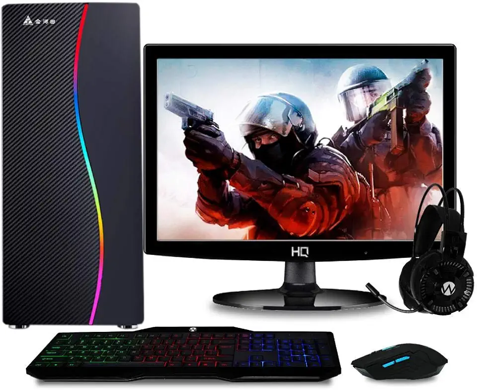 Computador Gamer Completo com Monitor LED Intel Core i5 8GB HD 500GB (Nvidia Geforce GT) Kit gamer com mousepad Light, Preto, 24865