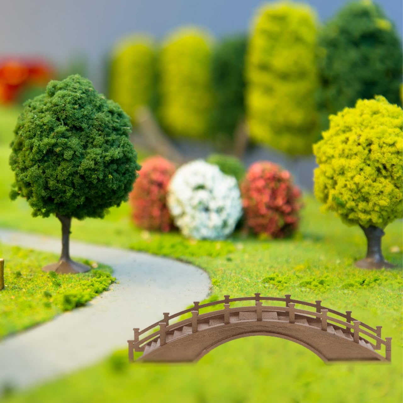 PRETYZOOM Arch Bridge Statue Adornments Solid Wood Landscaping Bridge Miniature Garden Accessory