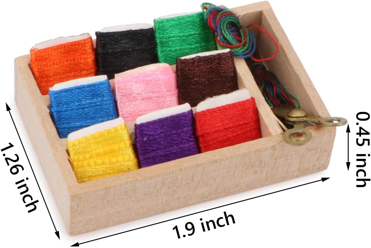 Dollhouse Accessories Miniature Sewing Tool Kit 1:12 Sewing Room Accessories Sewing Basket Simulation Model Dollhouse Decorations (C) - Image 2