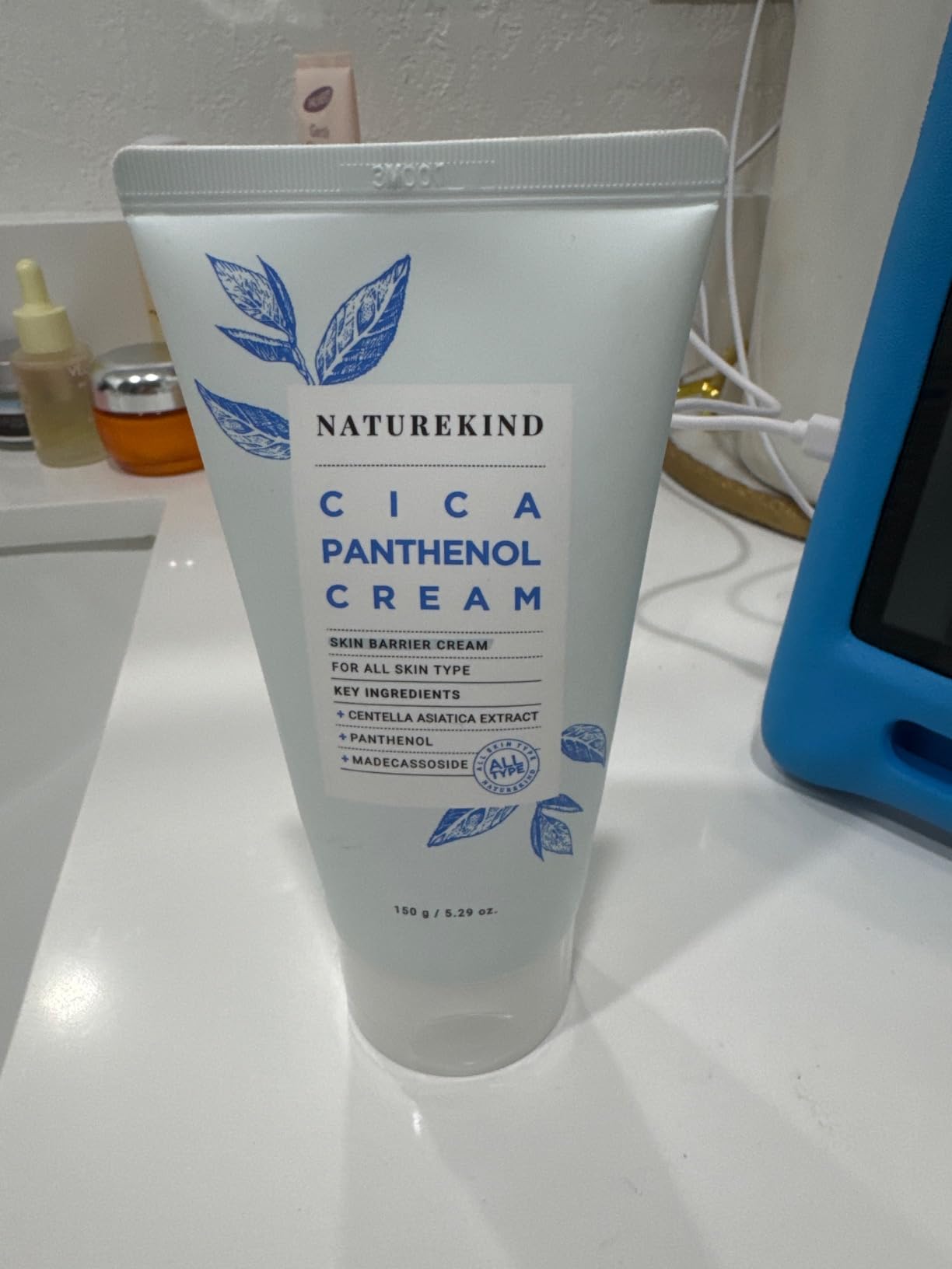 NATUREKIND Cica Panthenol Cream, 50,000ppm Panthenol, Centella Asiatica & Hyaluronic Acid, Barrier Repair Moisturizer for Dry, Sensitive Skin, Korean Skincare, 150g, 5.29 oz