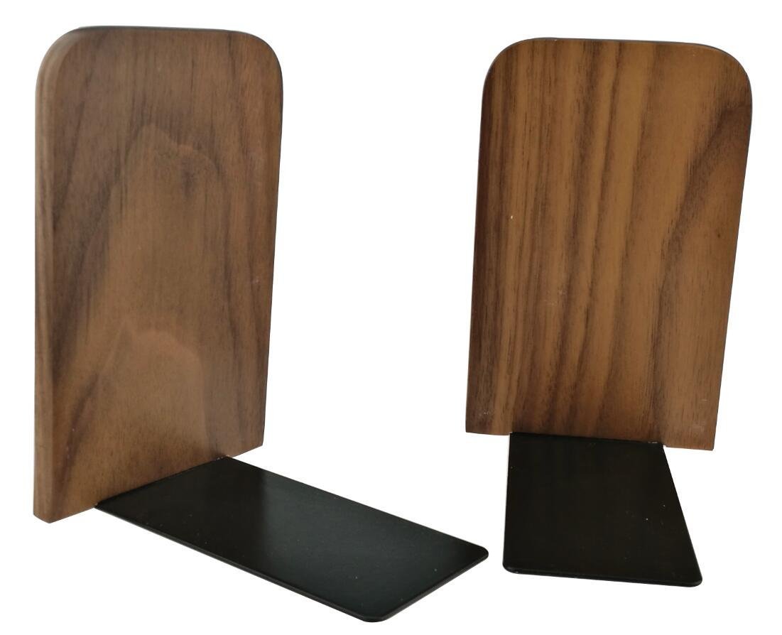 Sujetalibros estilo japonés, negro, madera de nogal, para casa, oficina, biblioteca, escuela, estudio, decoración, regalo, cuadrado, Large