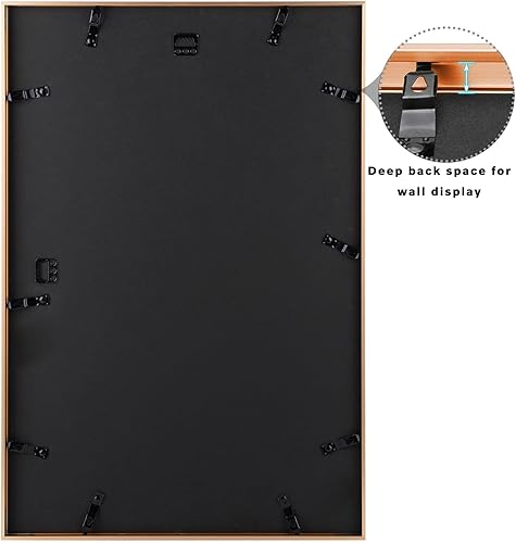 Vista 86 de Frametory - Colección de marcos de metal para fotos, marco de aluminio para fotos con alfombrilla de color marfil y cristal real Dorado