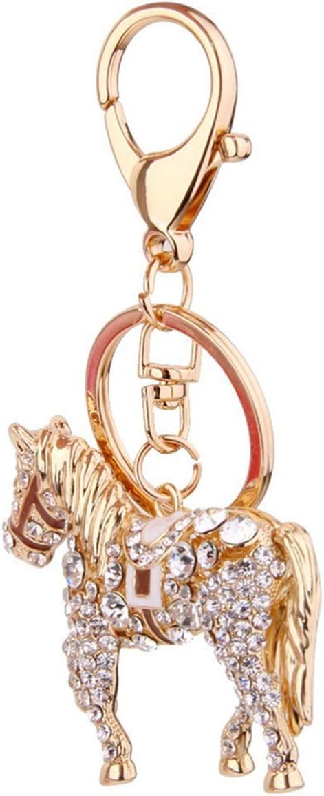 Uonlytech Crystal Key Ring Rhinestone Horse Keychain Rhinestone Car Keychain Crystal Horse Purse Charms for Handbags Mens Metal Wallet