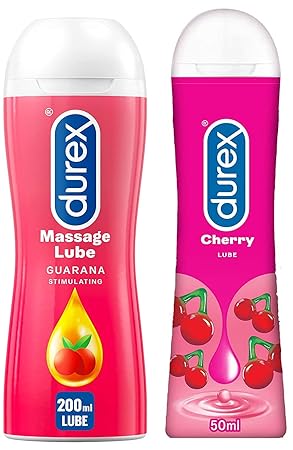 Durex Play Lubricant Gel, Cheeky Cherry - 50 ml & Durex Play Massage Gel 2in1 Stimulating - 200 ml
