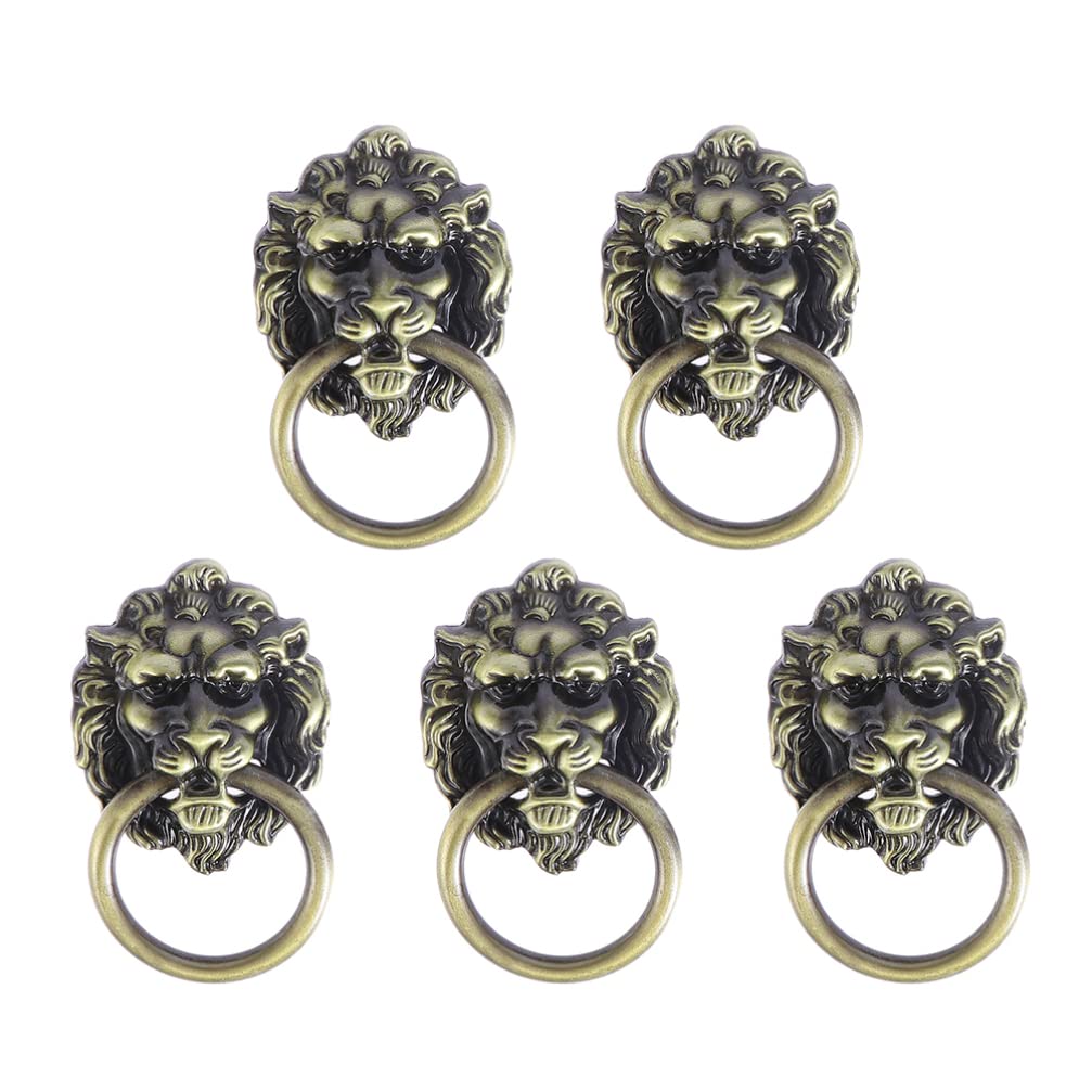 SBZIOJHDR Drawer pulls, 5pcs Cabinet Knob Retro Cupboard Drawer Dresser Ring Pulls for Kitchen Furniture Hardware Brushed Bronze(7X4cm)