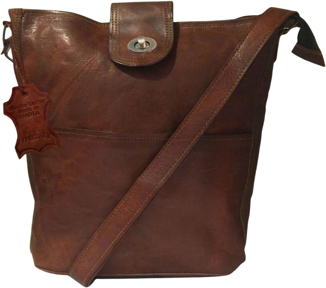 Madosh, Women's Leather Crossbody Handbag Messenger Purse Ladies Shoulder Bucket Shopper Bag