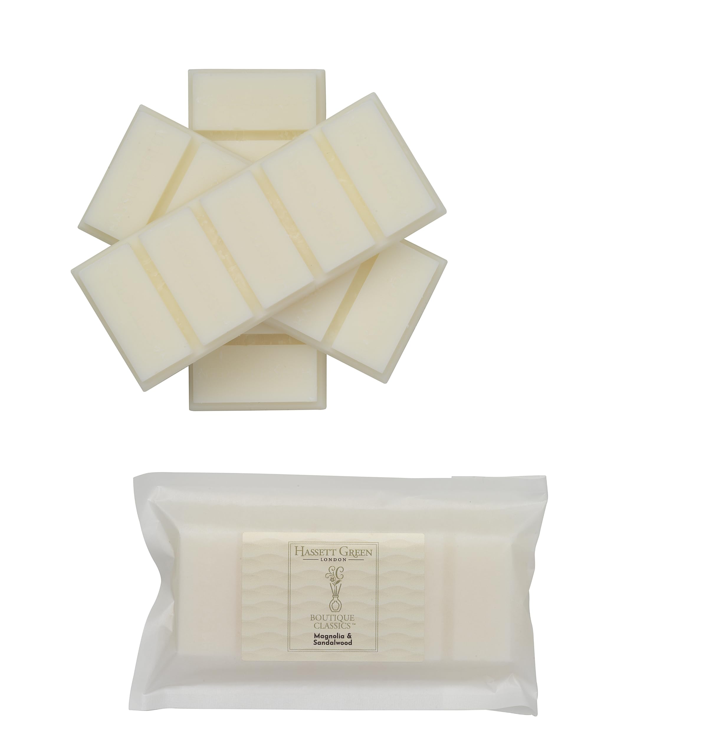 Hassett Green London - Magnolia & Sandalwood Wax Melts, 3 x 55g Snap Bars - Soy-Free & Paraffin-Free, Handmade in the UK