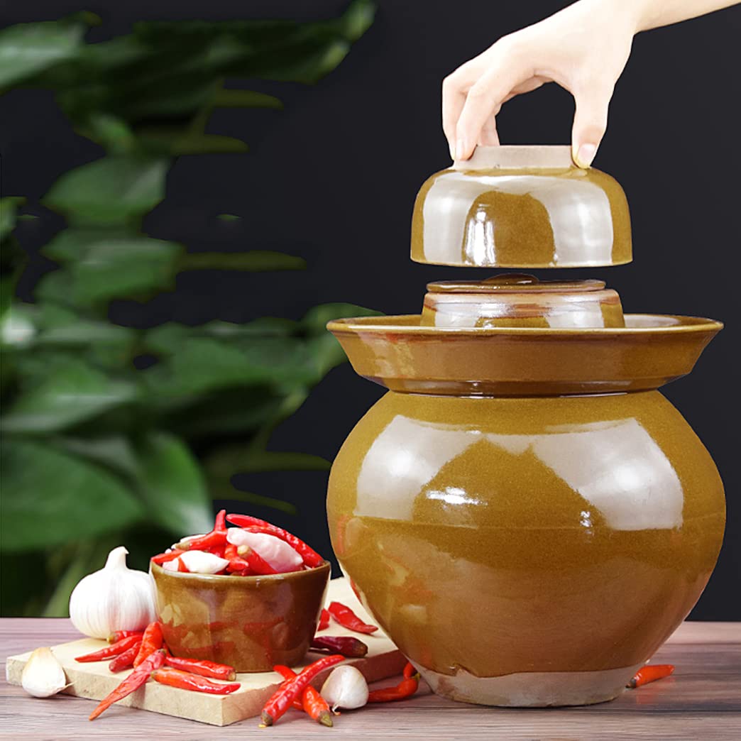 Tradycyjny chiński ceramiczny garnek do fermentacji, słoik do kiszenia z pokrywką z uszczelką wodną, duży pogrubiony ceramiczny słoik do kiszenia, pojemniki do przechowywania kimchi 4 kg (6 kg)