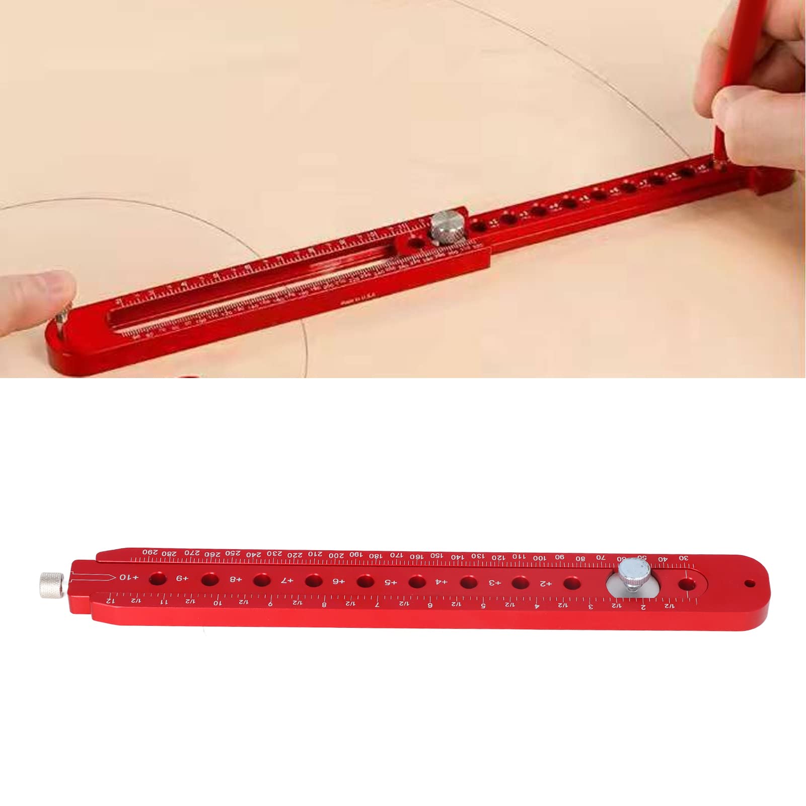 Brújula para carpintería, regla circular de dibujo ajustable de aleación de aluminio de precisión profesional, calibre de marcado de punto fijo de doble escala, herramienta para trazar madera para c