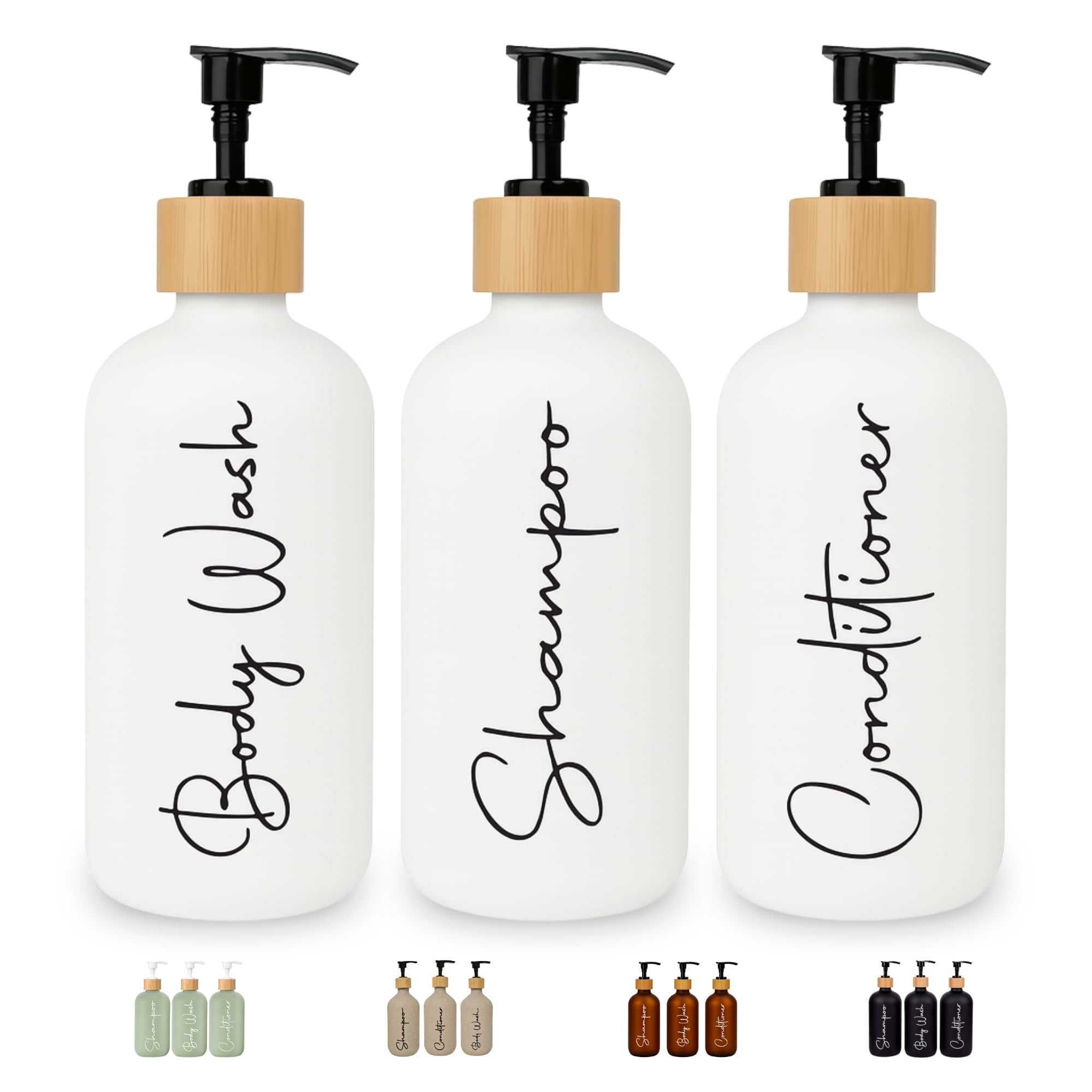 FCINNOVA Dispensador Jabon Baño blanco mate 500ml Set de 3 Botes para Gel y Champu Acondicionador y Embudo para rellenado Este Dosificador Jabon Baño es elegante practico y mantendra su ducha ordenada