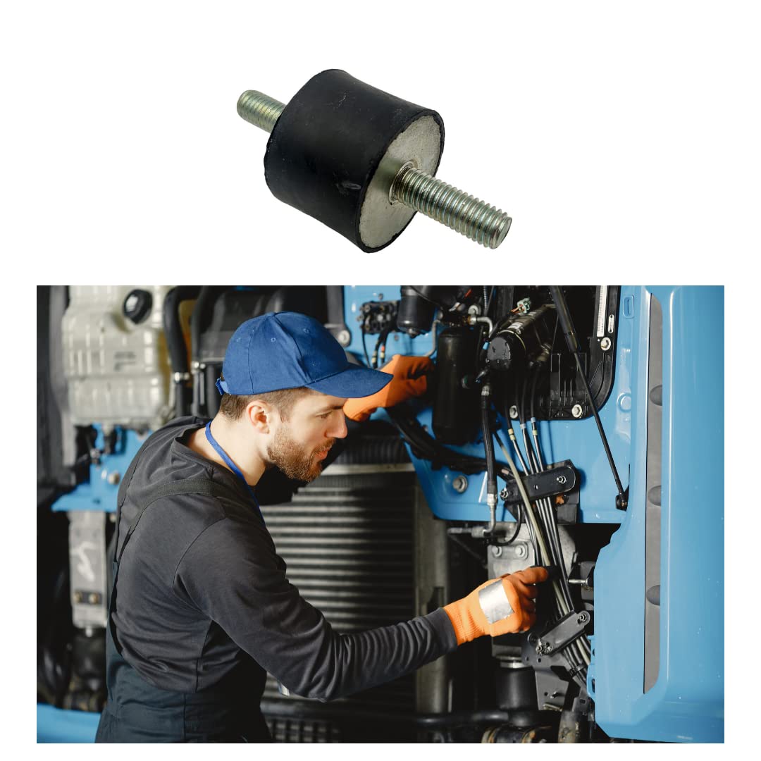 Supports de canette en caoutchouc M8-40 x 40 - Isolateur anti-vibrations - Pour compresseur d'air - Amortisseur cylindrique mâle I mâle (filetage M8 x 23 mm I - 40 mm D x 40 mm H)