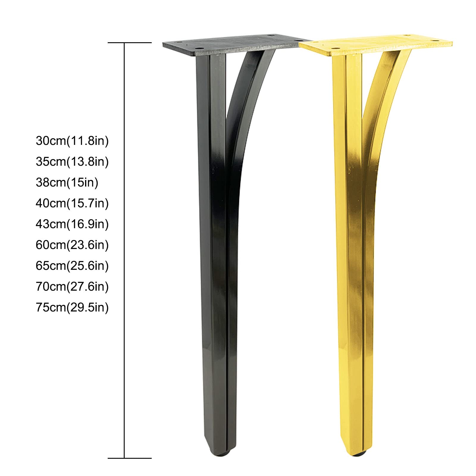 Gambe per mobili Regolabili in Acciaio Inox, Set di 4 Gambe per Tavolo in Metallo, Piedini di Supporto per mobili da Cucina Dorati con Viti, 70 cm (27,6 Pollici)