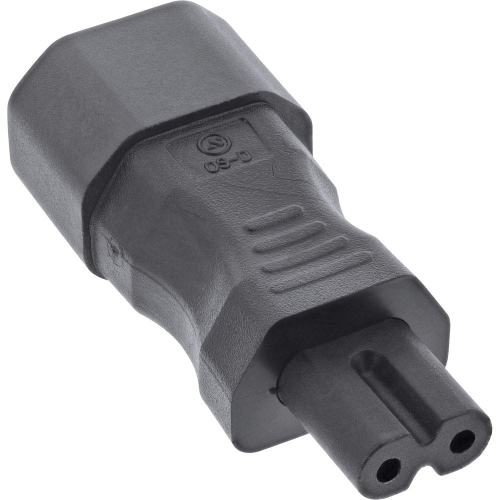 InLine® Adapter sieciowy IEC 60320 C14 / C7, 3-stykowe urządzenia zimne na 2-biegunowe