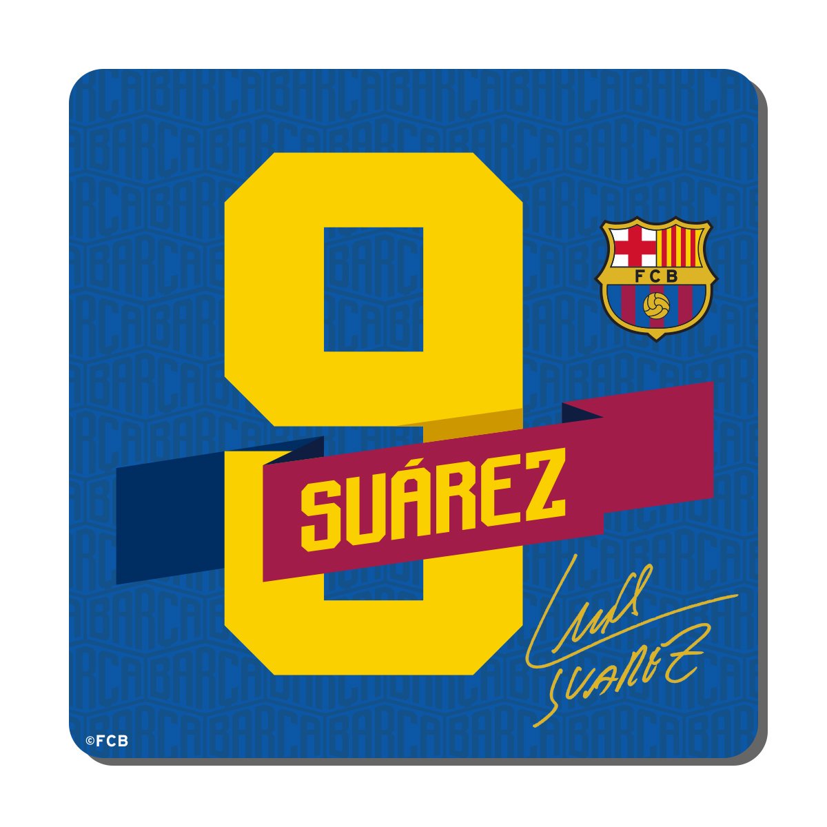 F.C. Barcelona Coaster Suarez No. 9