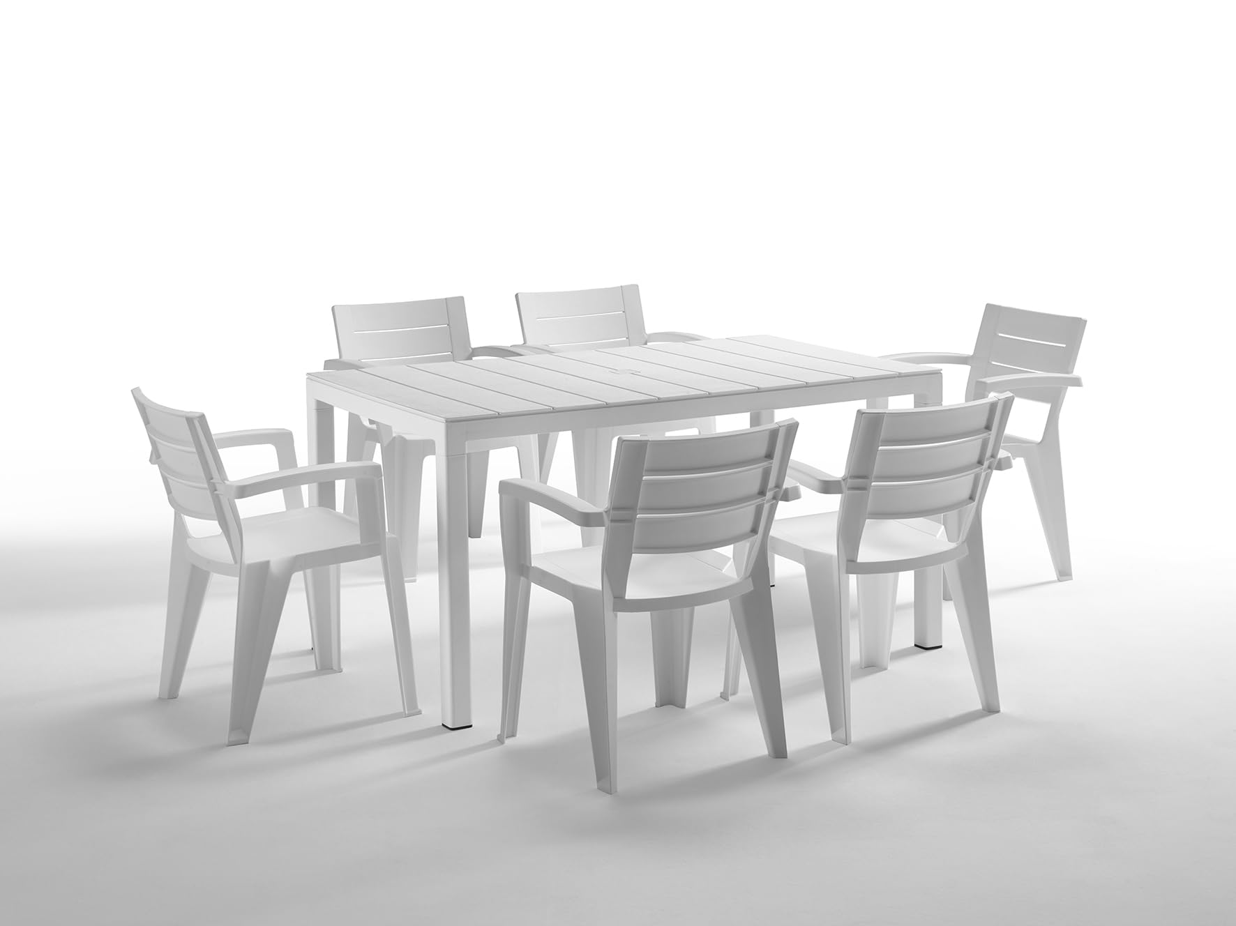 Tomaino - Mesa de jardín extensible de plástico, composición múltiple de 4 hasta 12 plazas, rectangular o cuadrada