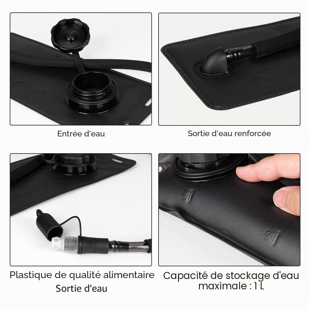 Pochette d'Hydratation Tactique avec Vessie 1L Universelle pour Sac d'Hydratation à Eau 1L Poche d'Hydratation Molle Découpée au Laser 500D Nylon